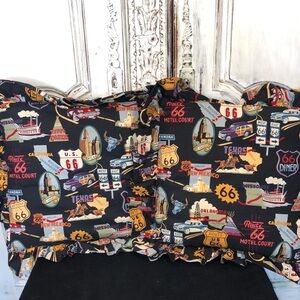 2 Piece Route 66 Novelty Ruffle Accent Pillows